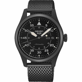 Seiko Men's Automatic Watch - 5 Sports Power Reserve Black Steel Bracelet | SRPH25K1
