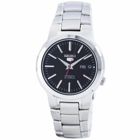 Seiko Men's Automatic Watch - Seiko 5 Black Dial Stainless Steel Bracelet | SNKA07K1