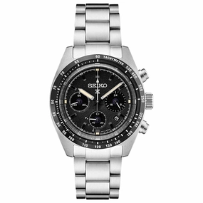 Seiko Men's Chrono Watch - Prospex Speedtimer Silver Tone Case Black Dial | SSC819P1