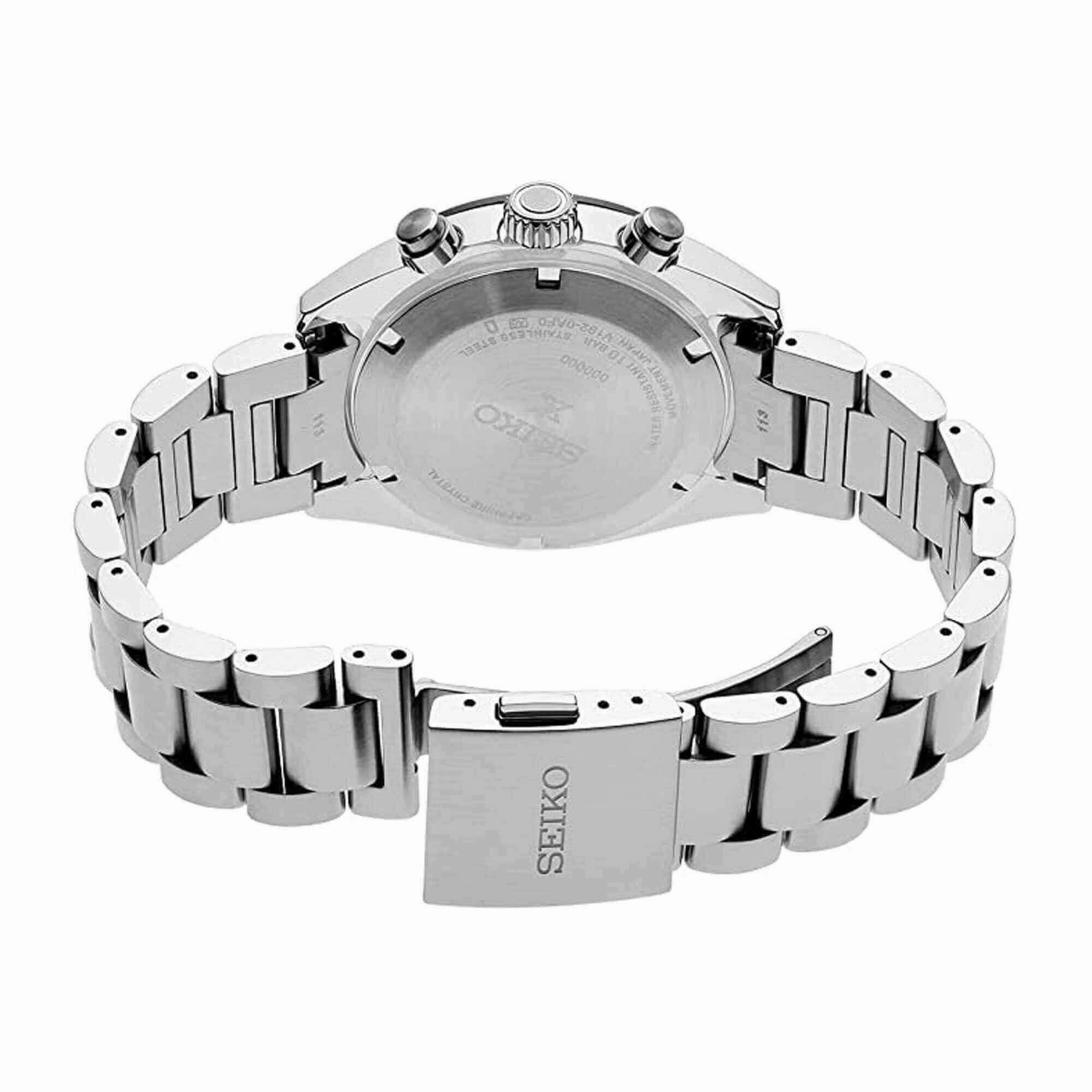 Seiko Men's Chrono Watch - Prospex Speedtimer Silver Tone Case Black Dial | SSC819P1
