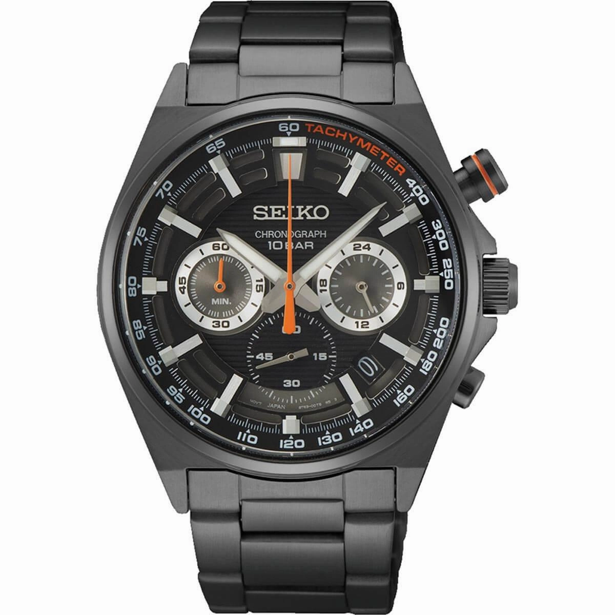 Seiko Men's Chronograph Watch - Core Quartz Black Stainless Steel Bracelet | SSB399P1