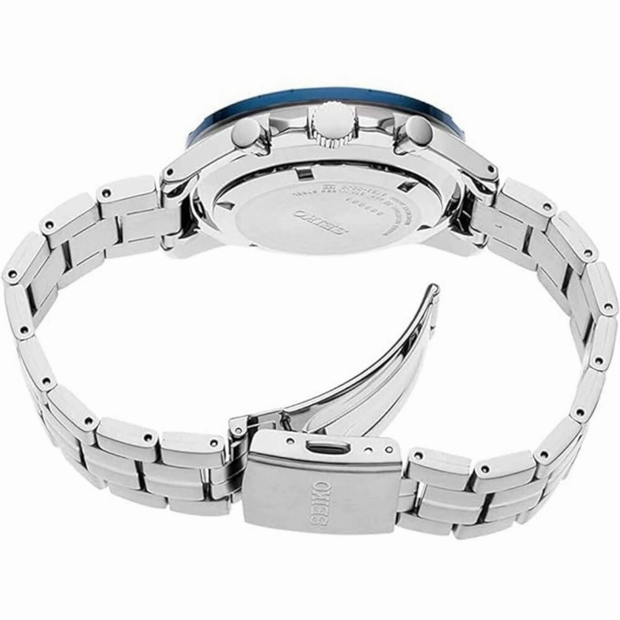 Seiko Men's Chronograph Watch - Essentials Blue Dial Silver Tone Bracelet | SSB345