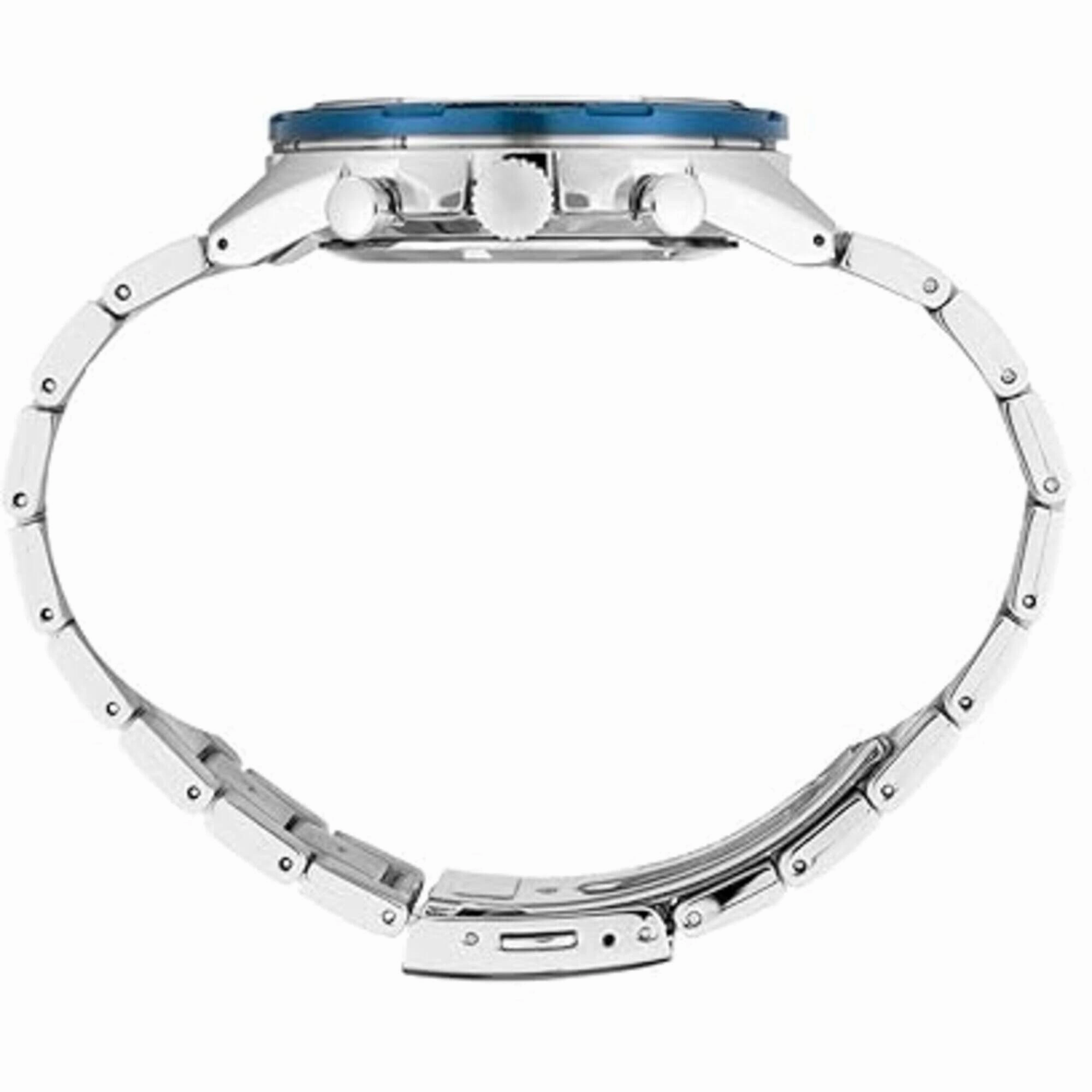 Seiko Men's Chronograph Watch - Essentials Blue Dial Silver Tone Bracelet | SSB345