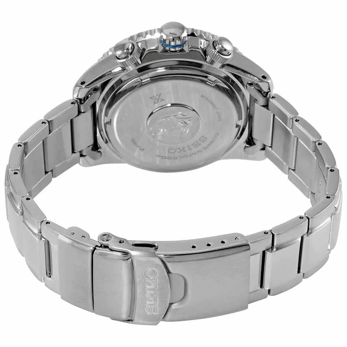 Seiko Men's Eco Drive Watch - Prospex Chronograph Black Dial SS Bracelet | SSC781P1