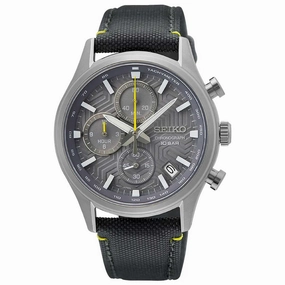 Seiko Men's Quartz Watch - Dress Chronograph Grey Dial Nylon Strap Date | SSB423P1