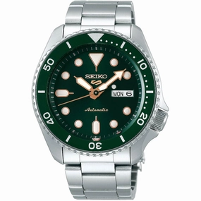 Seiko Men's Watch - 5 Sports Automatic Power Reserve Green Dial Bracelet | SRPD63K1