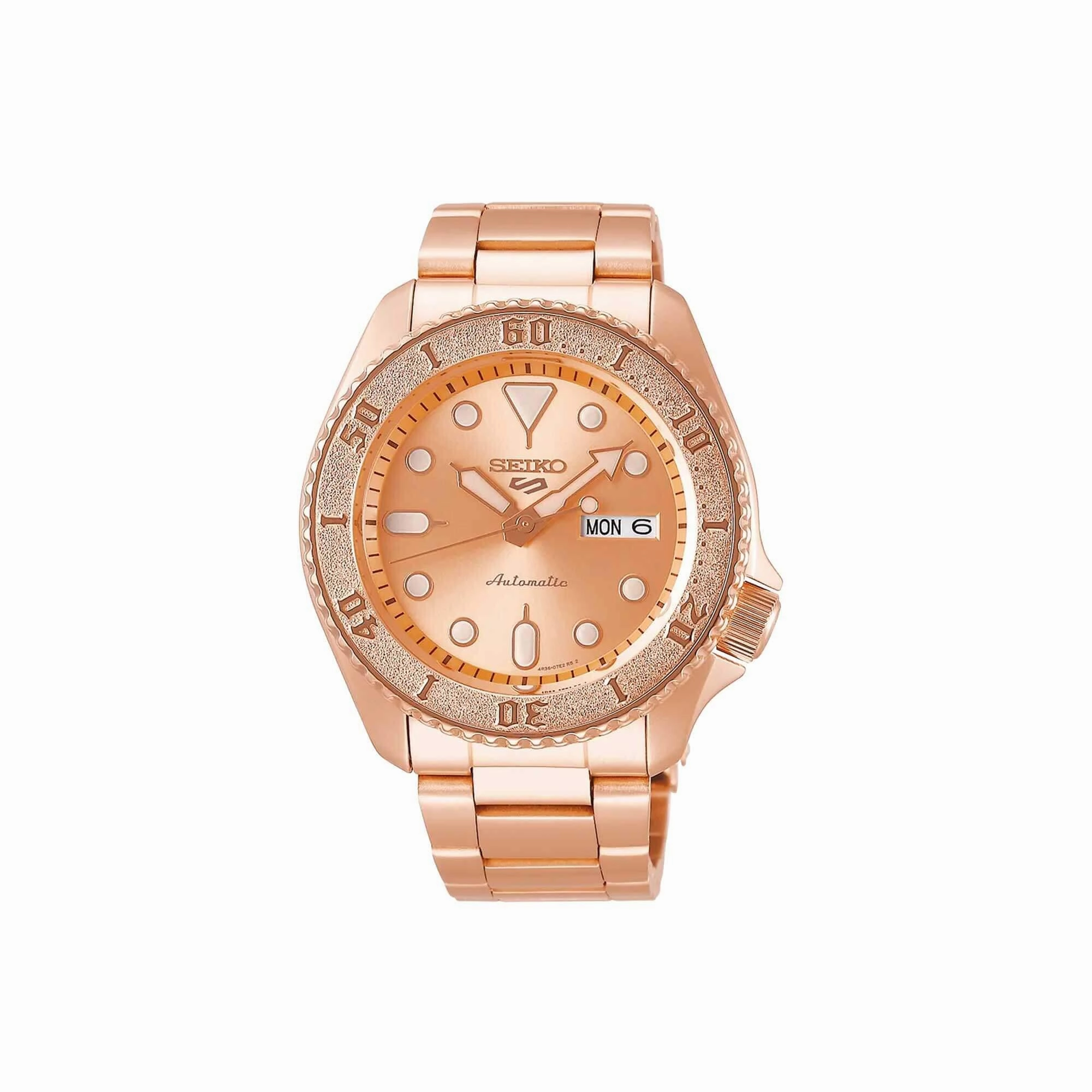 Seiko Men's Watch - 5 Sports SKX Street Style Automatic Rose Gold Bracelet | SRPE72K1