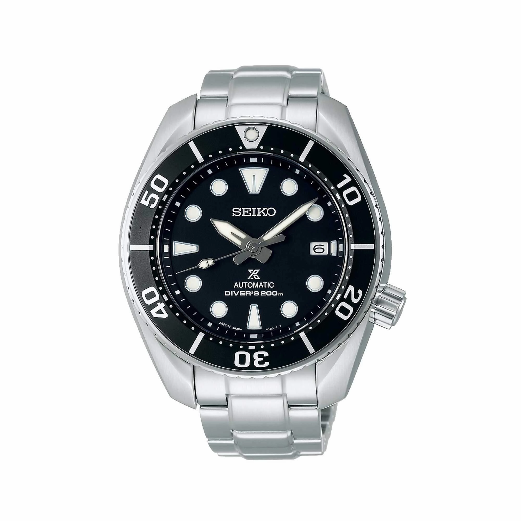 Seiko Men's Watch - Prospex Automatic Black Dial Stainless Steel Bracelet | SPB101J1