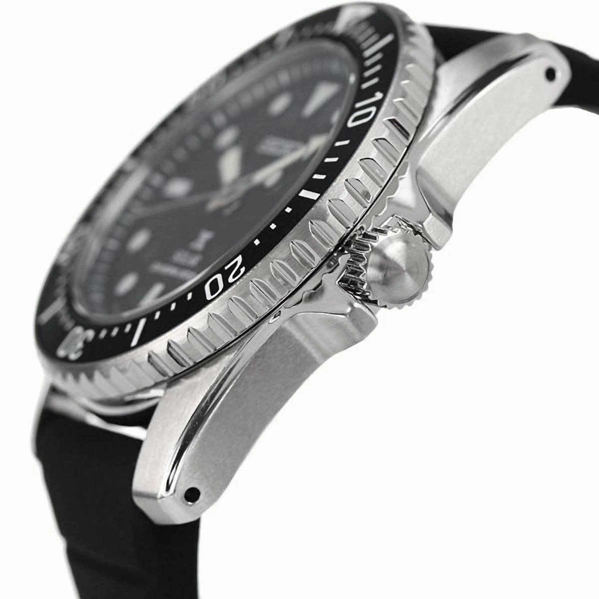 Seiko Men's Watch - Prospex Solar Black Dial Silicone Strap Rotating Bezel | SNE573P1