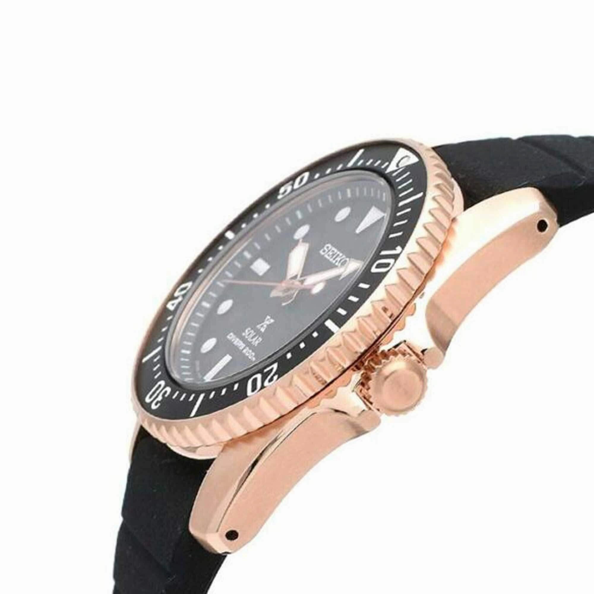 Seiko Men's Watch - Prospex Solar Power Reserve Black Dial Silicone Strap | SNE586P1