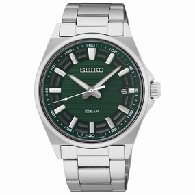 Seiko Men's Watch - Quartz Green Dial Silver Stainless Steel Bracelet | SUR503P1
