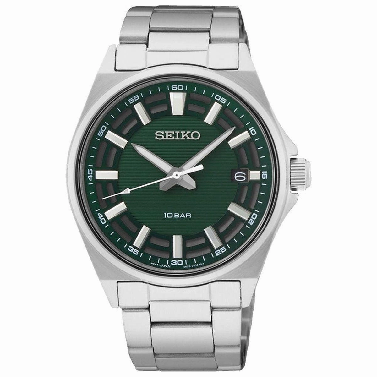 Seiko Men's Watch - Quartz Green Dial Silver Stainless Steel Bracelet | SUR503P1