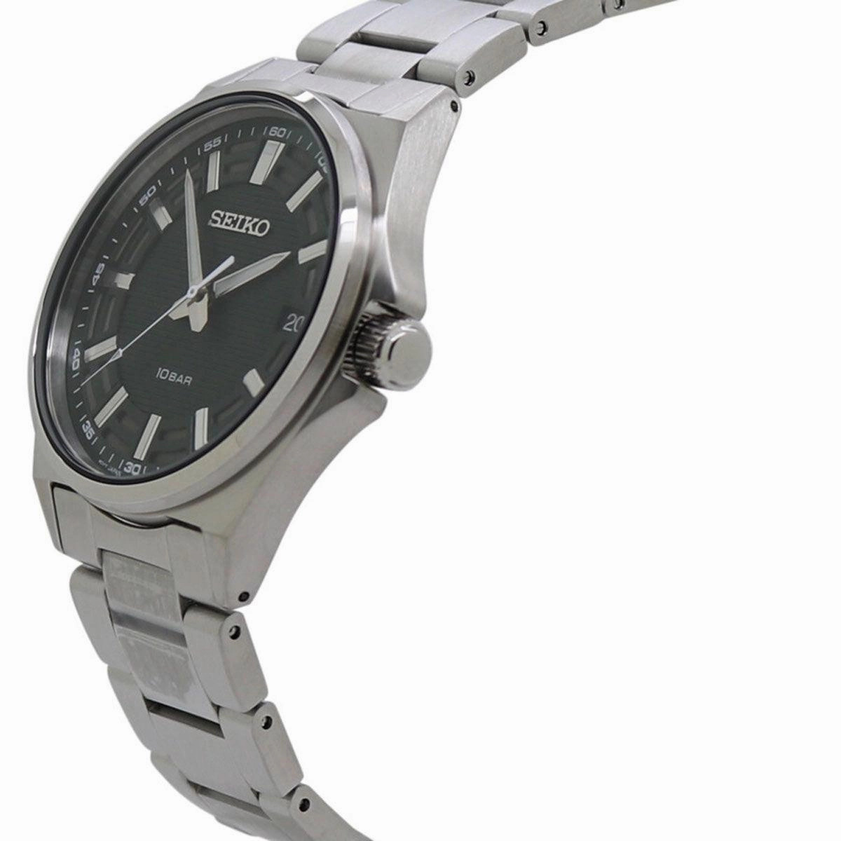 Seiko Men's Watch - Quartz Green Dial Silver Stainless Steel Bracelet | SUR503P1