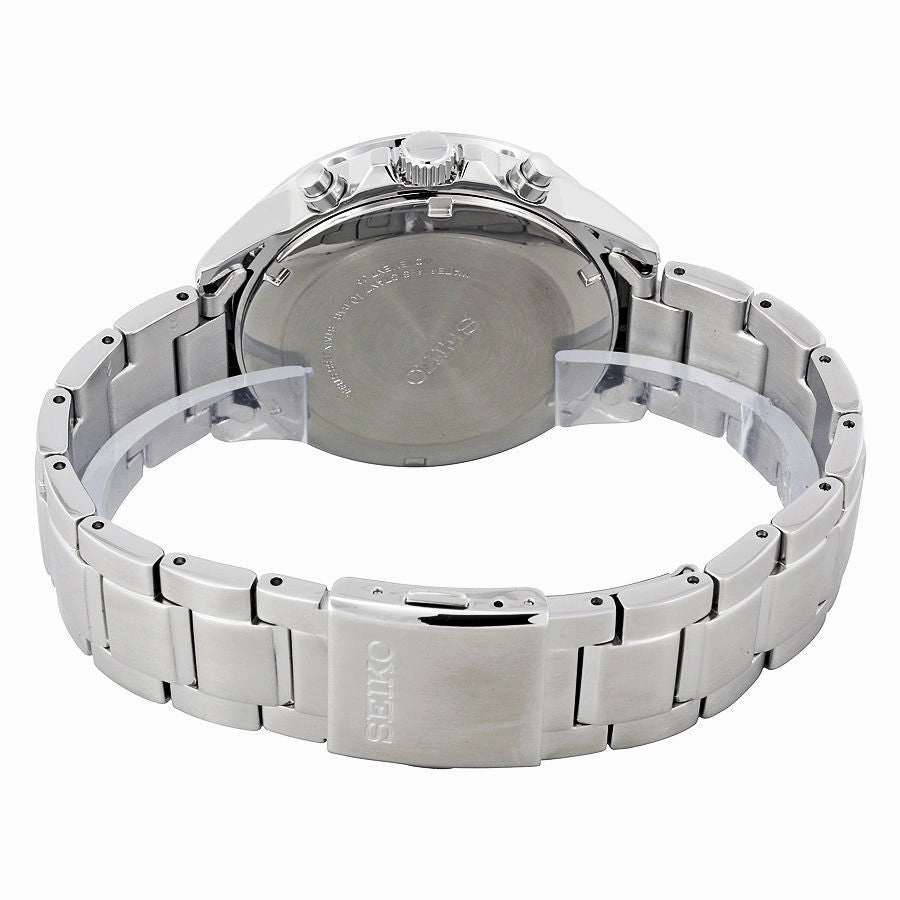 Seiko Solar Chronograph Black Dial Stainless Steel Mens Watch