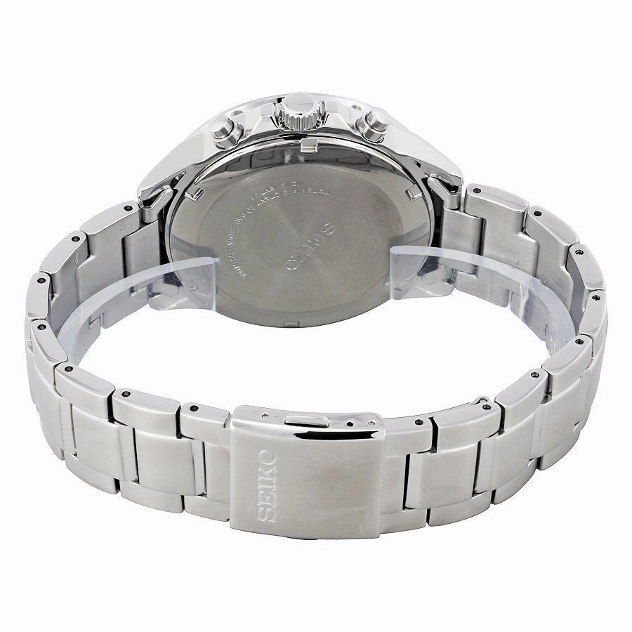 Seiko Solar Chronograph Black Dial Stainless Steel Mens Watch