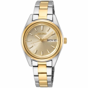 Seiko Women's Watch - Classic Quartz Gold Tone Dial Two Tone Bracelet | SUR354P1