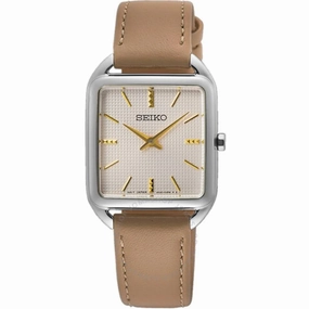 Seiko Women's Watch - Essentials Quartz Pink Dial Beige Leather Strap | SWR089