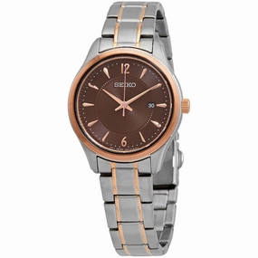 Seiko Women's Watch - Sapphire Brown Dial Plated Stainless Steel Bracelet | SUR476P1