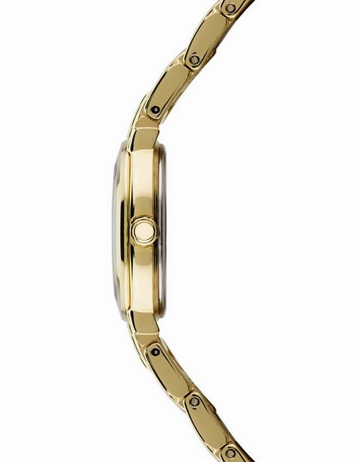Seiko Womens Solar Tressia Diamond Watch - Gold-Tone - Mother of Pearl Dial
