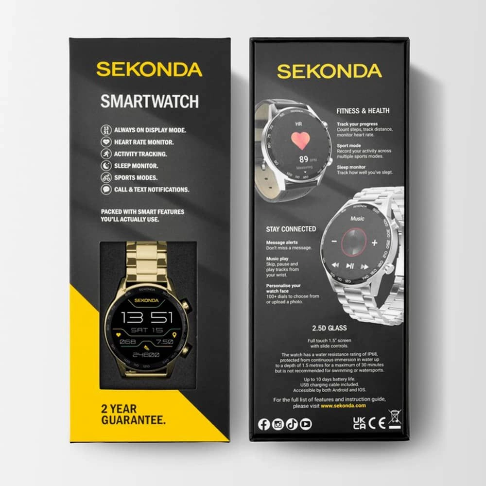 Sekonda Active Plus Smart Watch Gold Alloy Case Steel Bracelet 30227