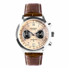 Sekonda Archer Brown Leather Strap Mens Watch 30236