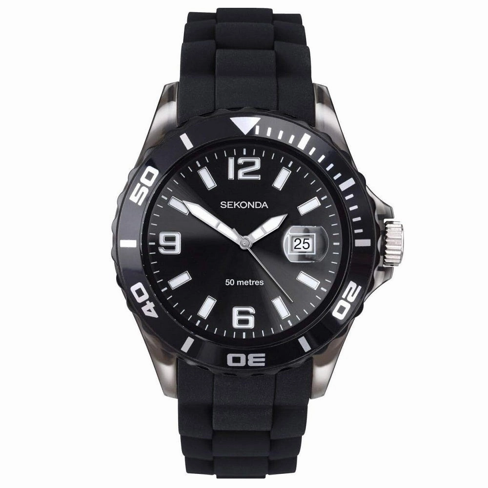 Sekonda Black Rubber Strap Men's Watch 3361