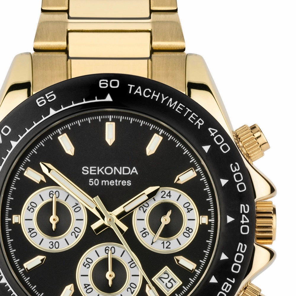 Sekonda Circuit Chronograph Mens Gold Plated Watch 30203