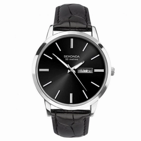Sekonda Day Date Leather Strap Mens Watch 1705