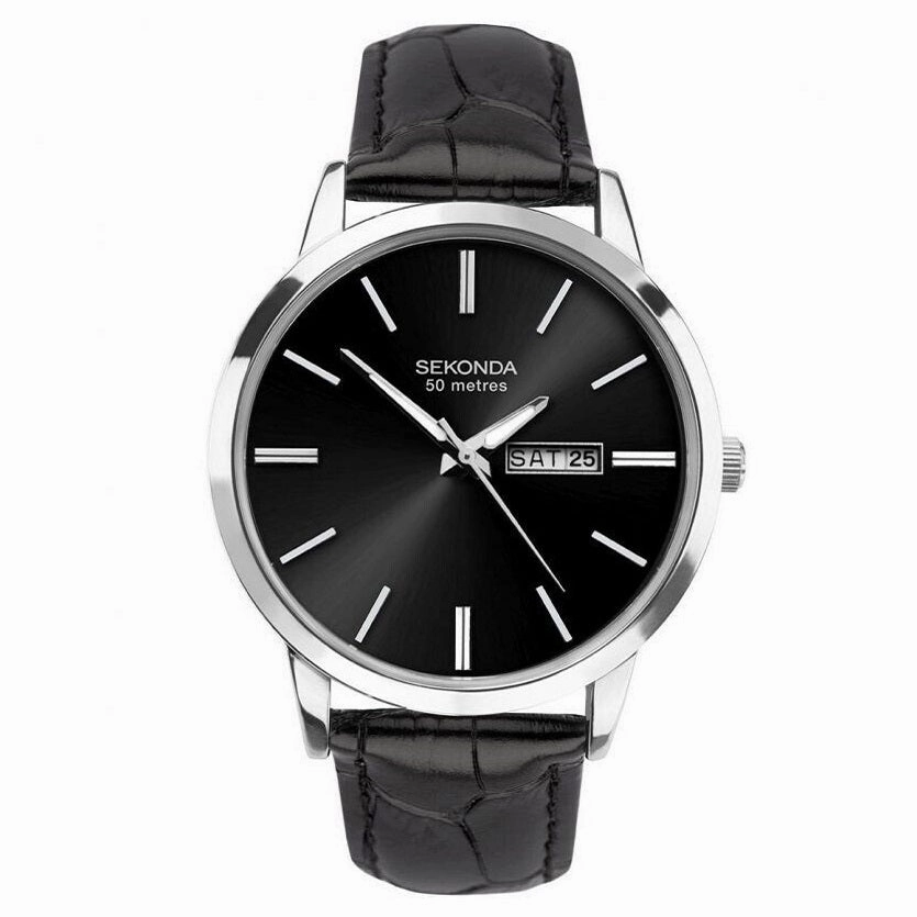 Sekonda Day Date Leather Strap Mens Watch 1705