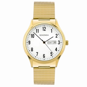 Sekonda Easy Reader Gold Plated Expander Bracelet Day Date Mens Watch 30124