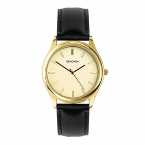 Sekonda Evans Classic Black Leather Strap Men's Watch 30253
