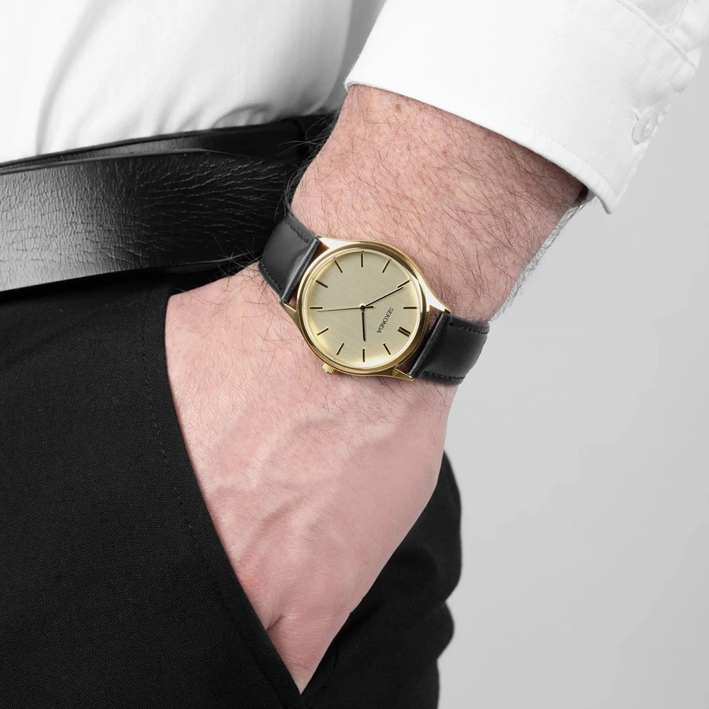 Sekonda Evans Classic Black Leather Strap Men's Watch 30253