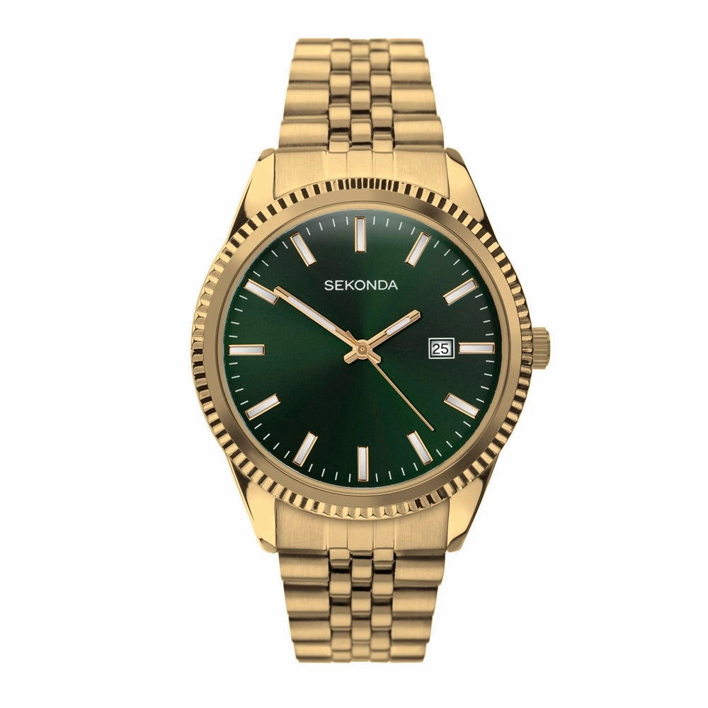 Sekonda King Green Dial Gold Tone Mens Watch 30157