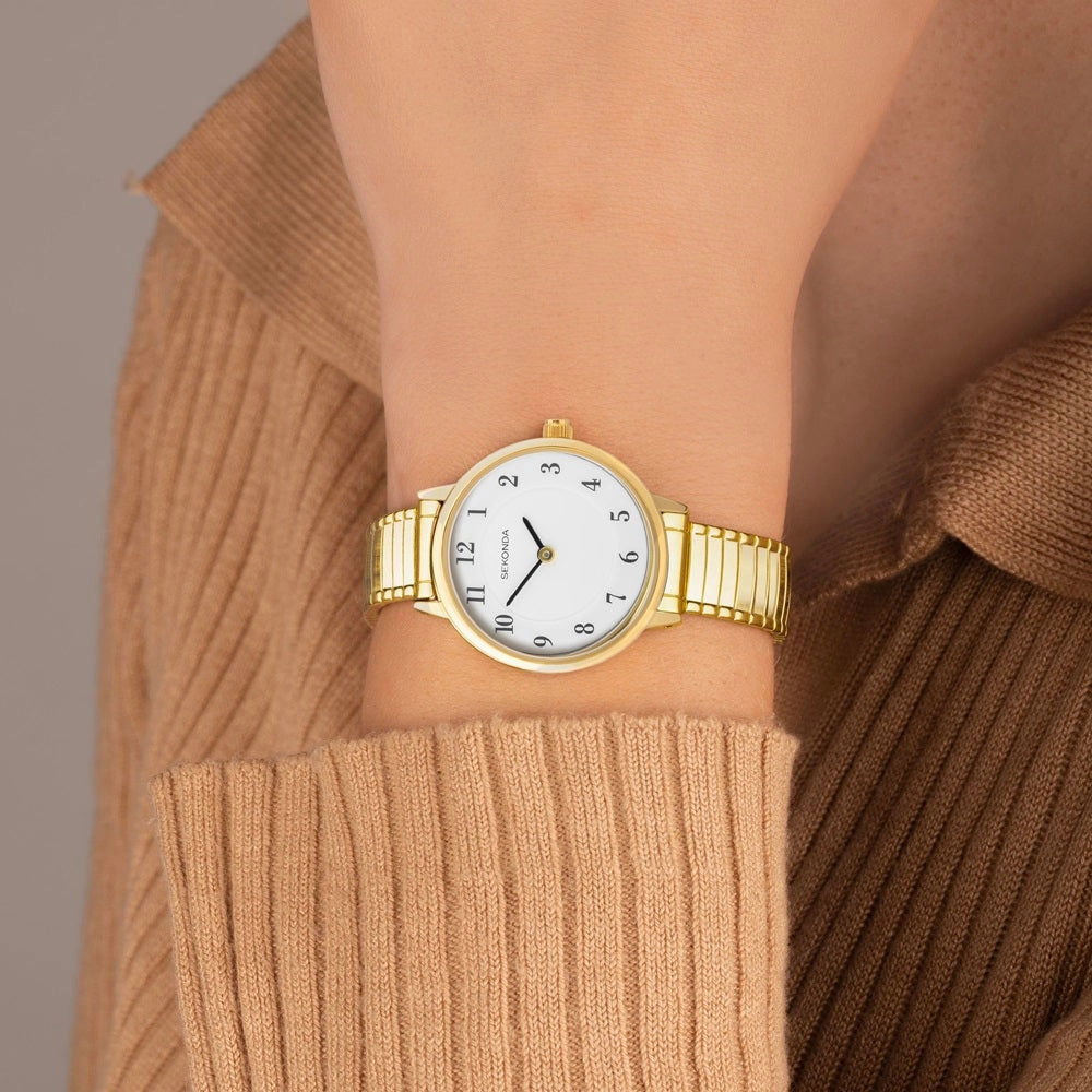 Sekonda Ladies Classic Easy Reader Gold Plated Expander Watch 30132