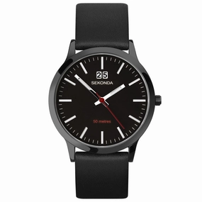 Sekonda Nordic Leather Strap Mens Watch Black Dial 1941