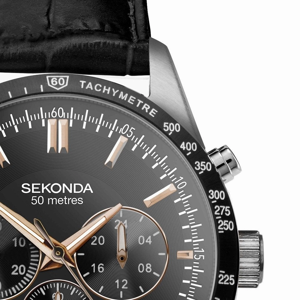 Sekonda Velocity Sports Chronograph Men's Strap Watch Black Dial 30017