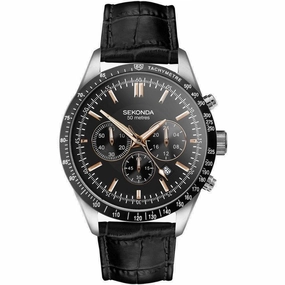 Sekonda Velocity Sports Chronograph Men's Strap Watch Black Dial 30017
