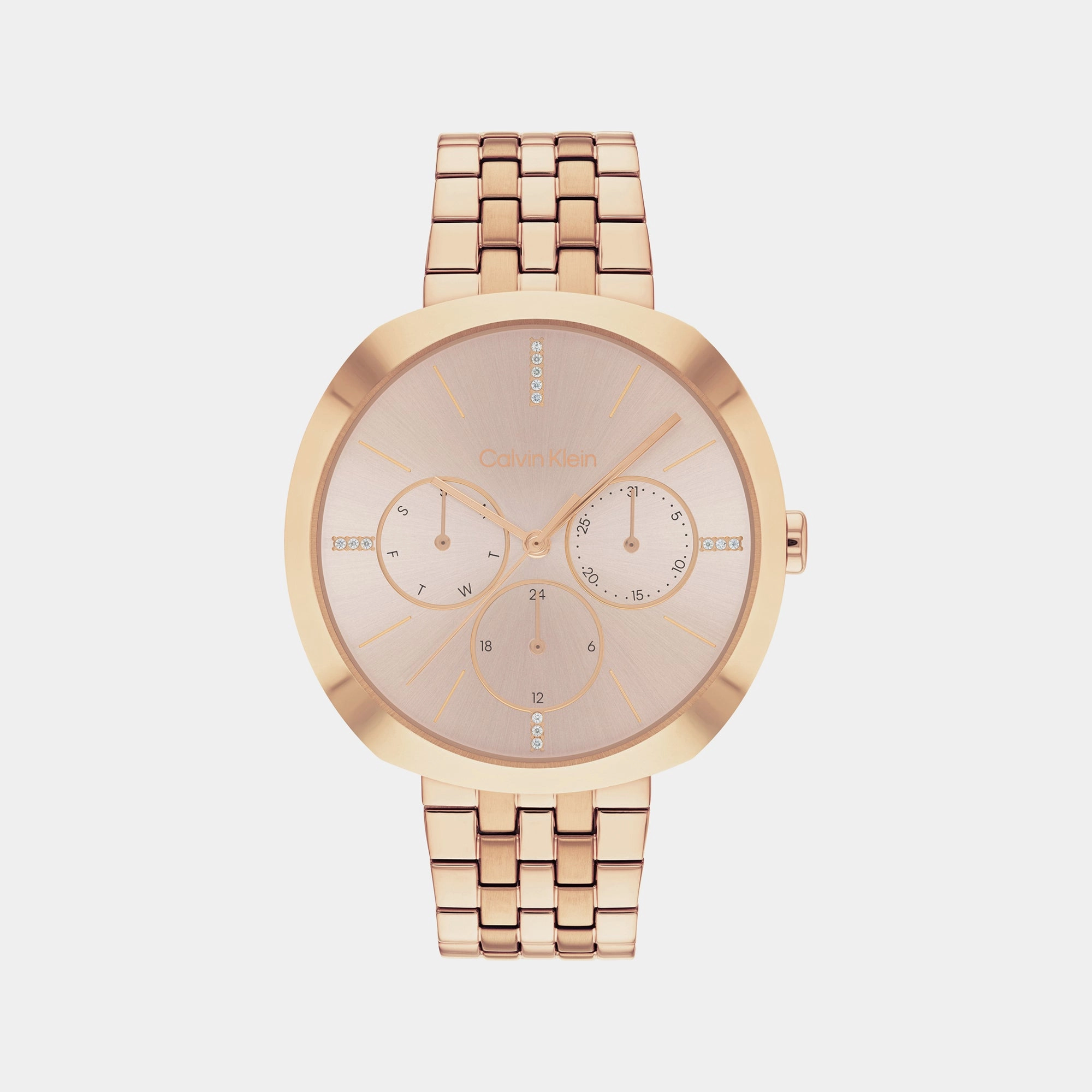 Shape Women Gold Dial Multi-Function Stainless Steel Watch 25200419