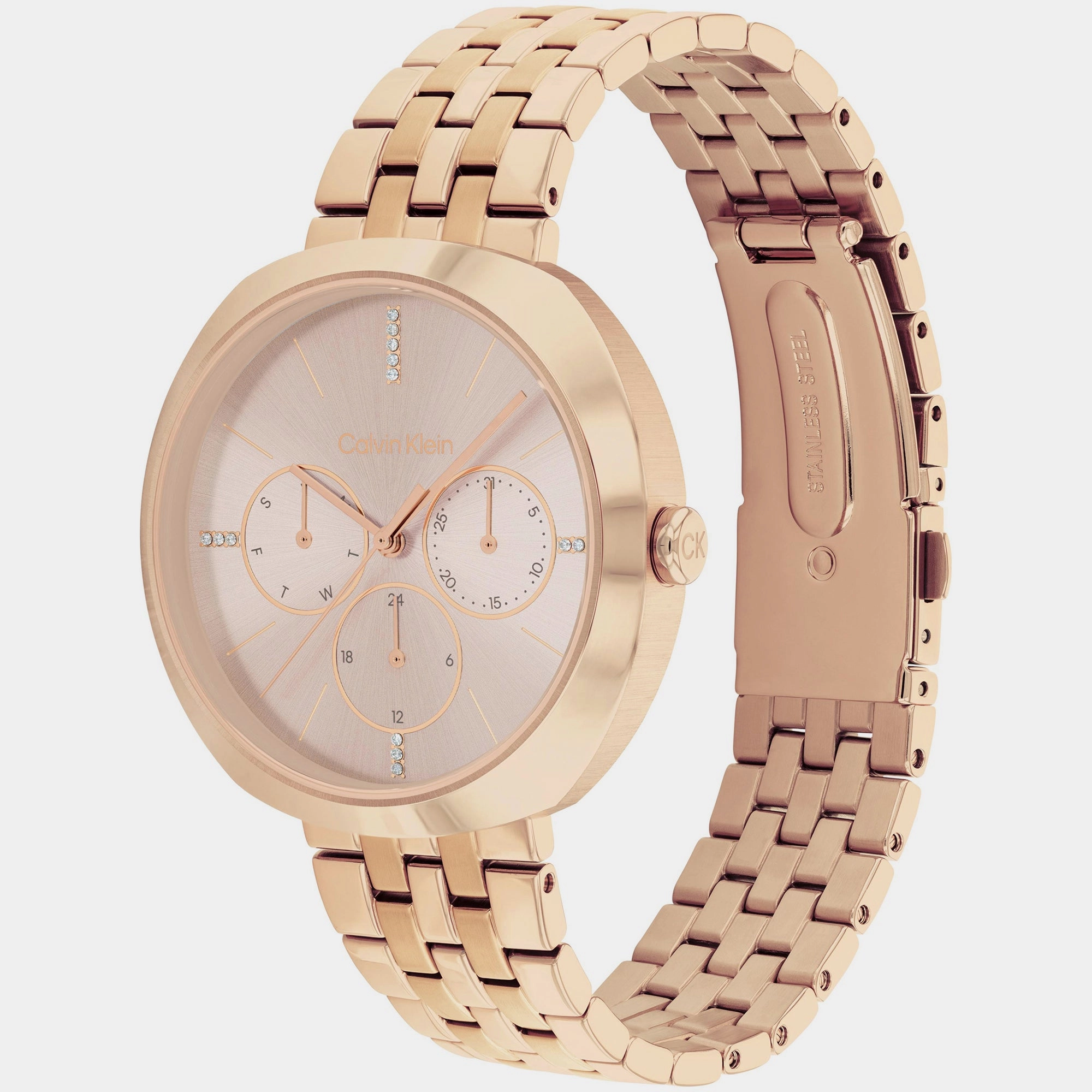 Shape Women Gold Dial Multi-Function Stainless Steel Watch 25200419