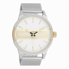 Silver coloured/gold OOZOO watch with silver coloured metal mesh bracelet - C11106