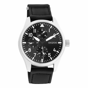 Silver coloured OOZOO watch with black velcro strap - C11009