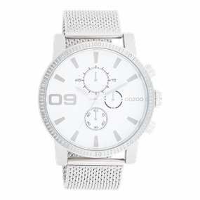 Silver coloured OOZOO watch with metal mesh bracelet - C11213