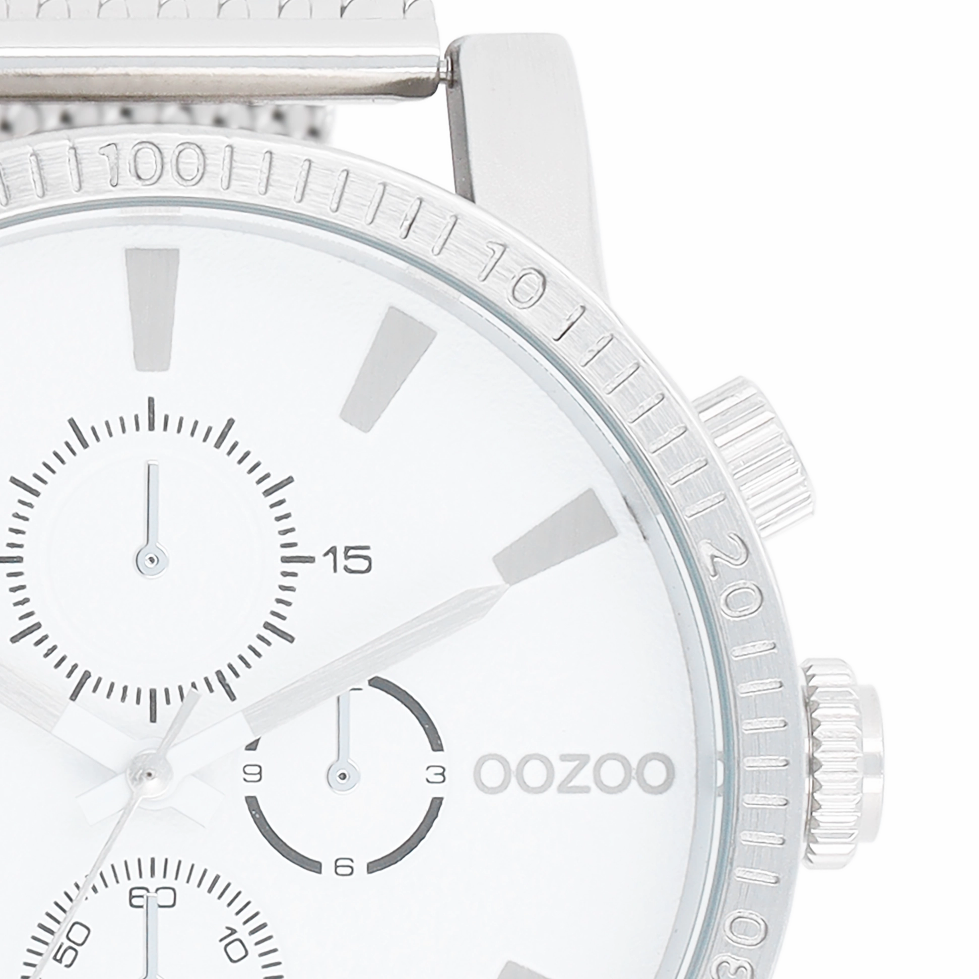 Silver coloured OOZOO watch with metal mesh bracelet - C11213