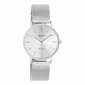 Silver coloured OOZOO watch with metal mesh bracelet - C9907