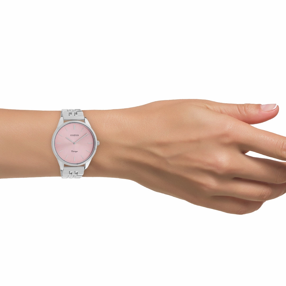 Silver coloured OOZOO watch with stainless steel bracelet - C9982
