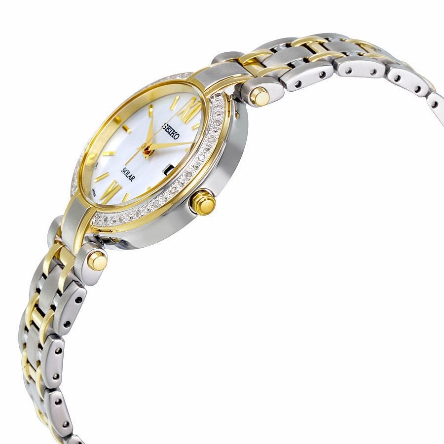 Solar Mother Of Pearl Two-Tone Womens Watch