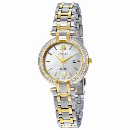 Solar Mother Of Pearl Two-Tone Womens Watch