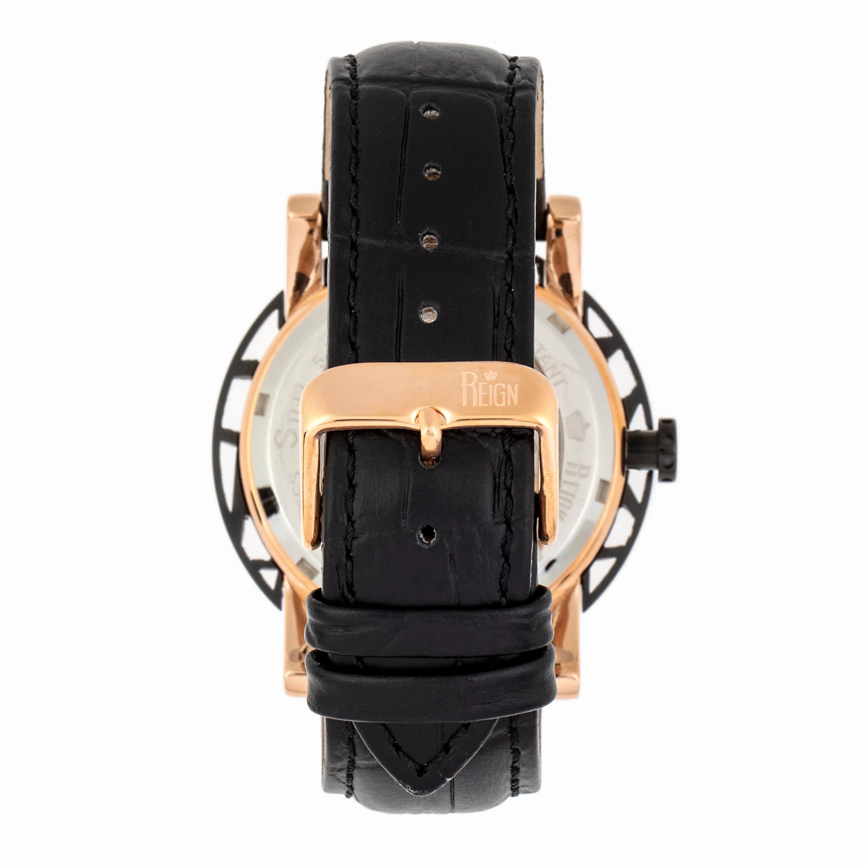 Stavros Automatic Skeleton Leather-Band Watch