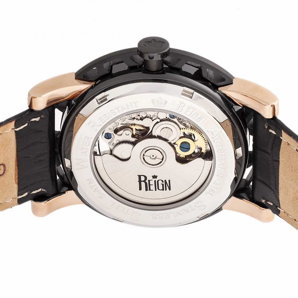 Stavros Automatic Skeleton Leather-Band Watch