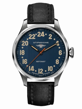 Sturmanskie ARCTIC RUSSIAN 24-Hour Black Leather Mens Watch 2431-6821347